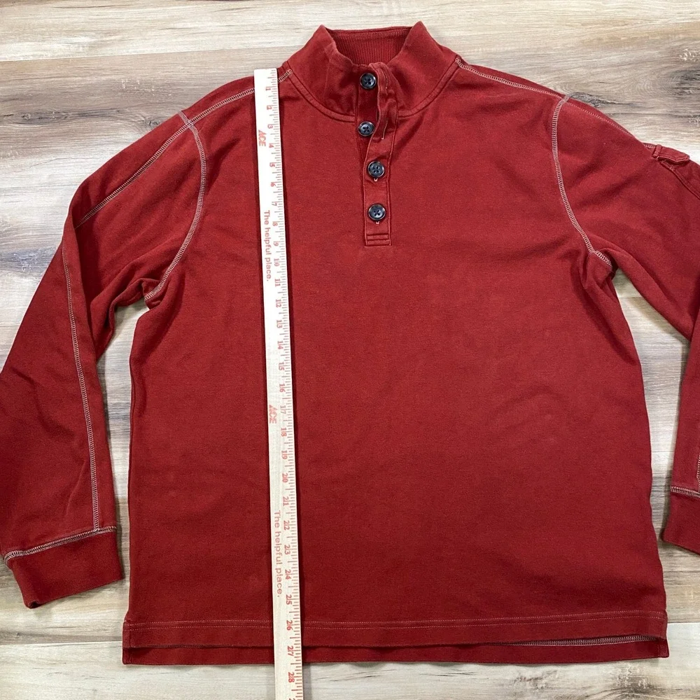 Banana Republic Henley Mens XL Heritage 100% Cotton Mock Neck Rust Red Casual